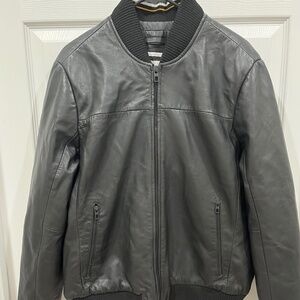 NWT Calvin Klein Genuine Leather Jacket (Black)